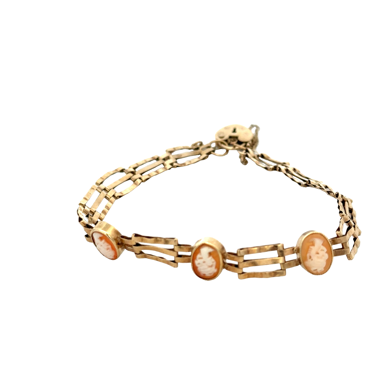 9ct yellow gold cameo gate bracelet 4.9g (sh26884b)