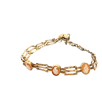 9ct yellow gold cameo gate bracelet 4.9g (sh26884b)