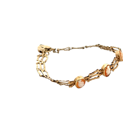 9ct yellow gold cameo gate bracelet 4.9g (sh26884b)