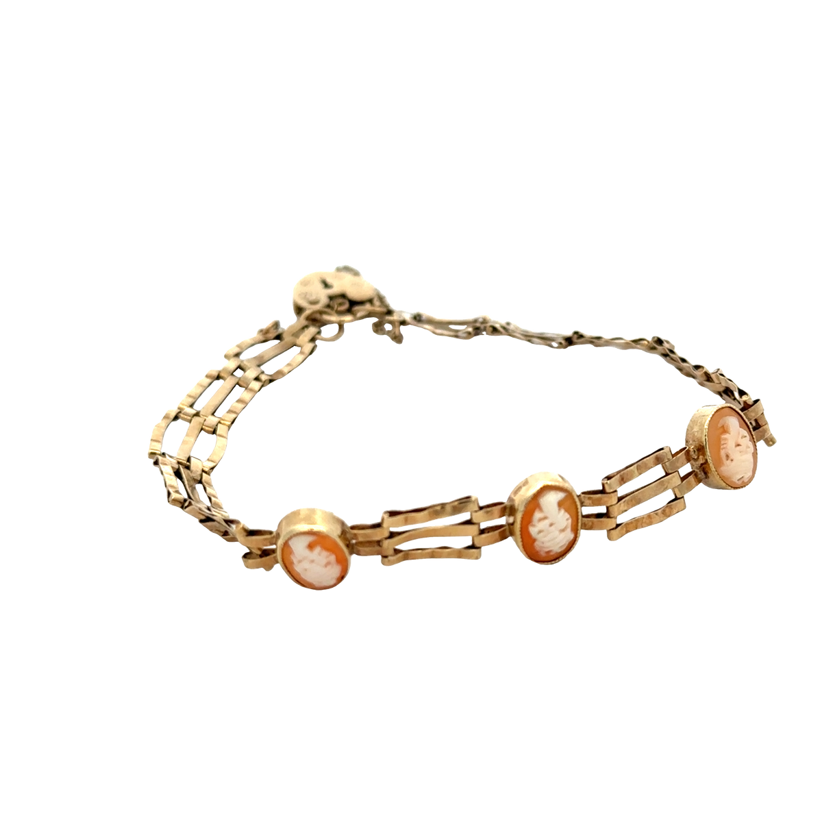9ct yellow gold cameo gate bracelet 4.9g (sh26884b)