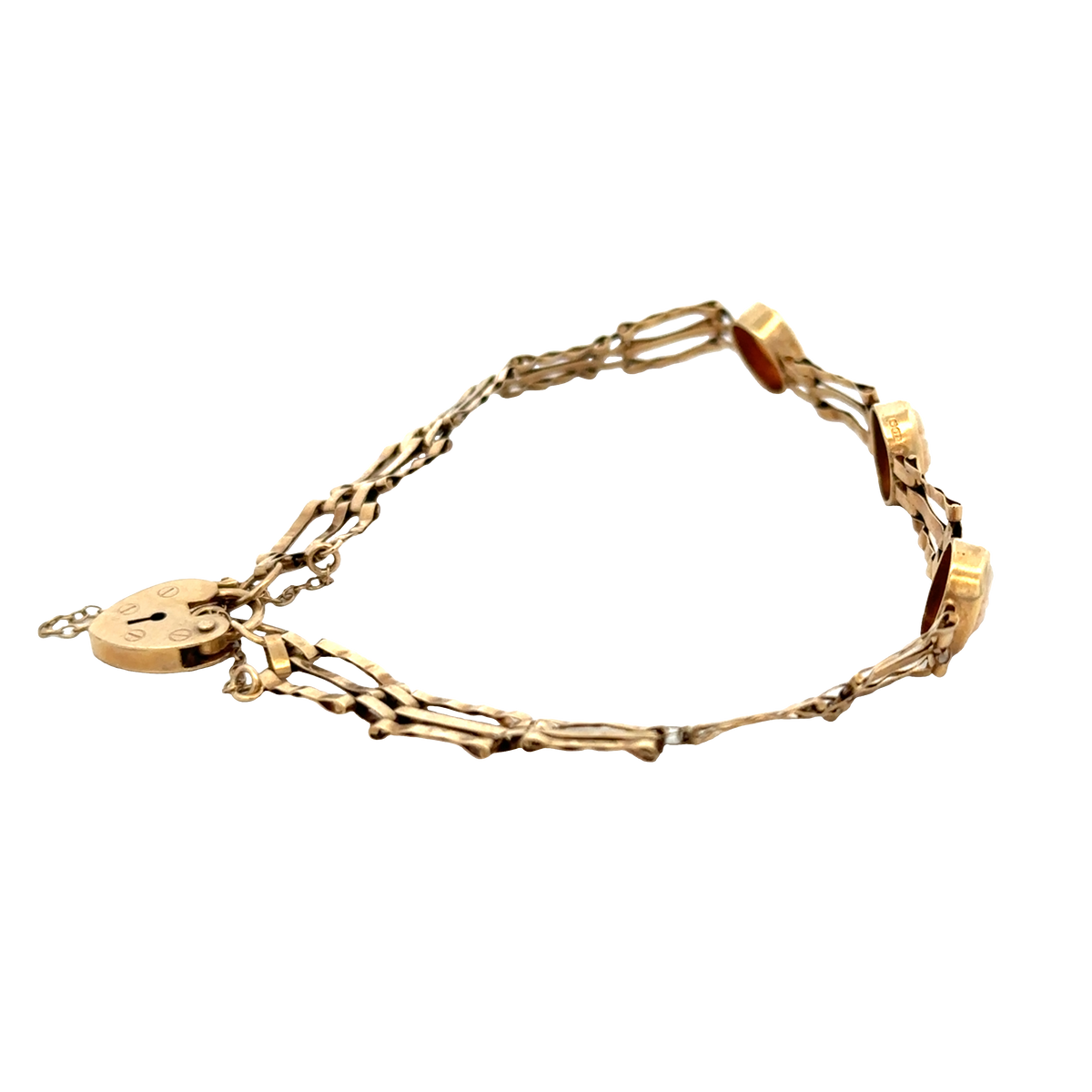 9ct yellow gold cameo gate bracelet 4.9g (sh26884b)