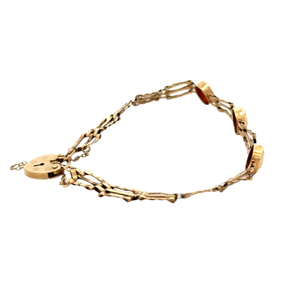 9ct yellow gold cameo gate bracelet 4.9g (sh26884b)