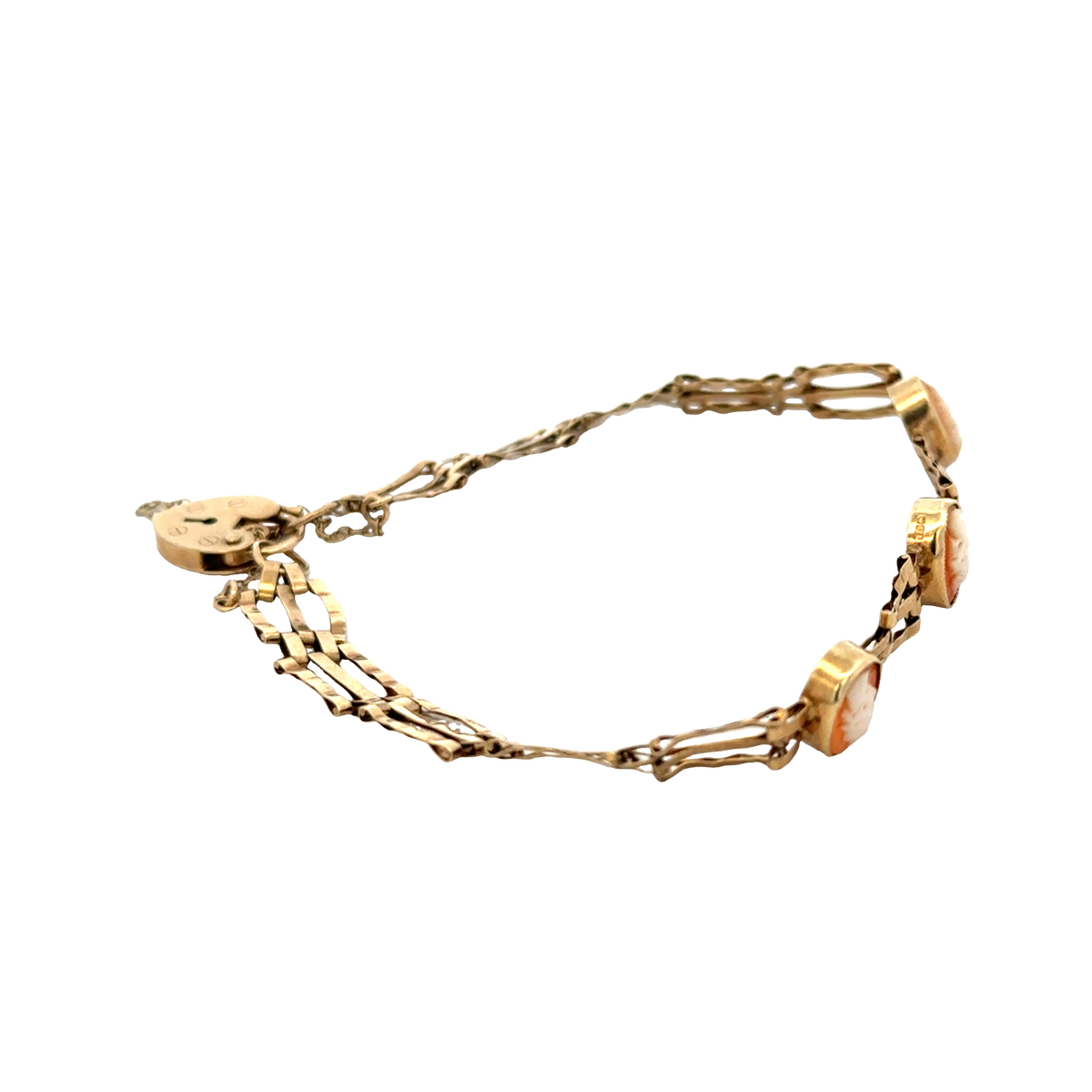 9ct yellow gold cameo gate bracelet 4.9g (sh26884b)