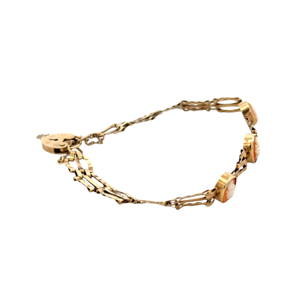 9ct yellow gold cameo gate bracelet 4.9g (sh26884b)