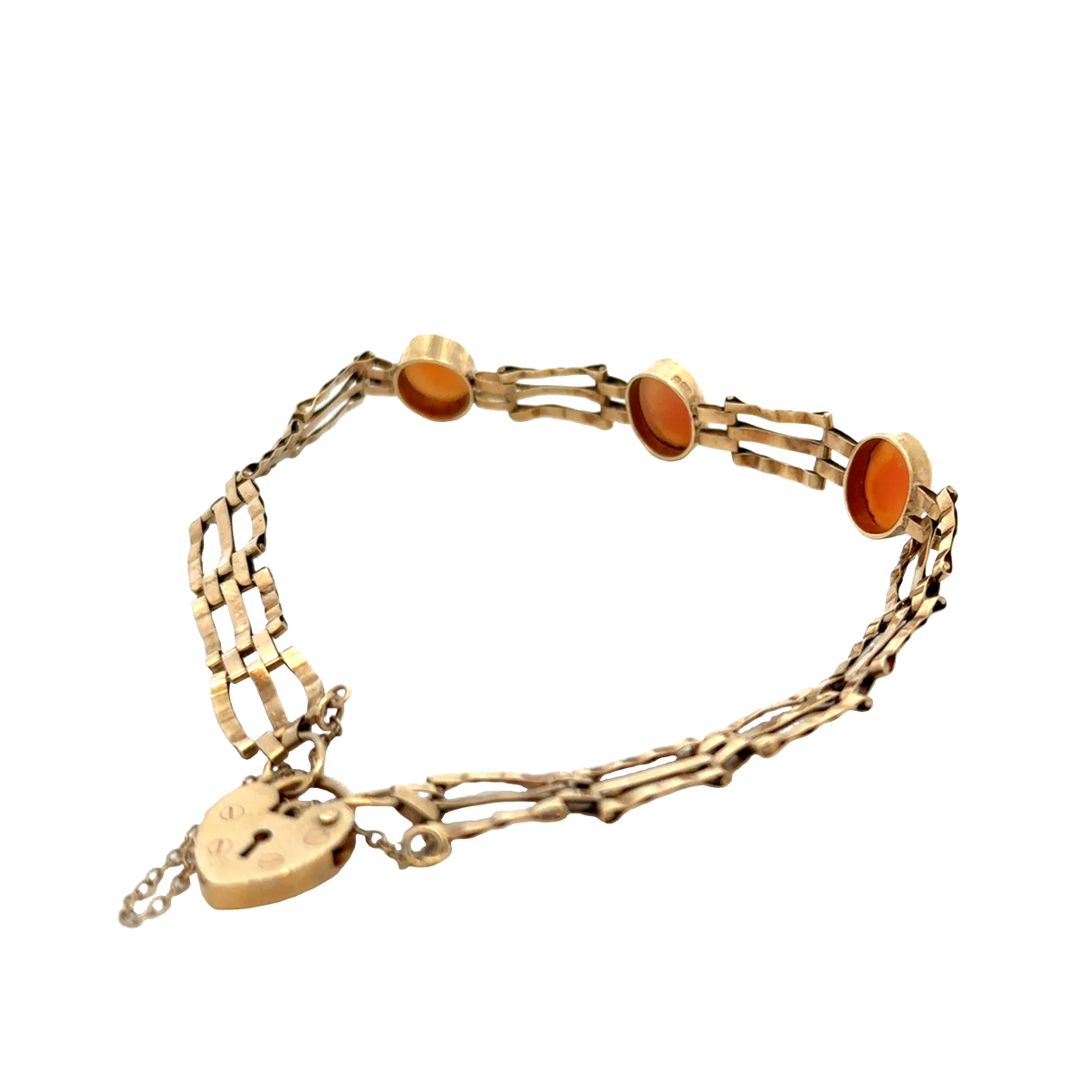 9ct yellow gold cameo gate bracelet 4.9g (sh26884b)