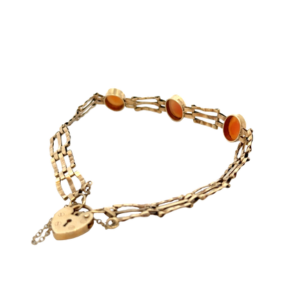 9ct yellow gold cameo gate bracelet 4.9g (sh26884b)