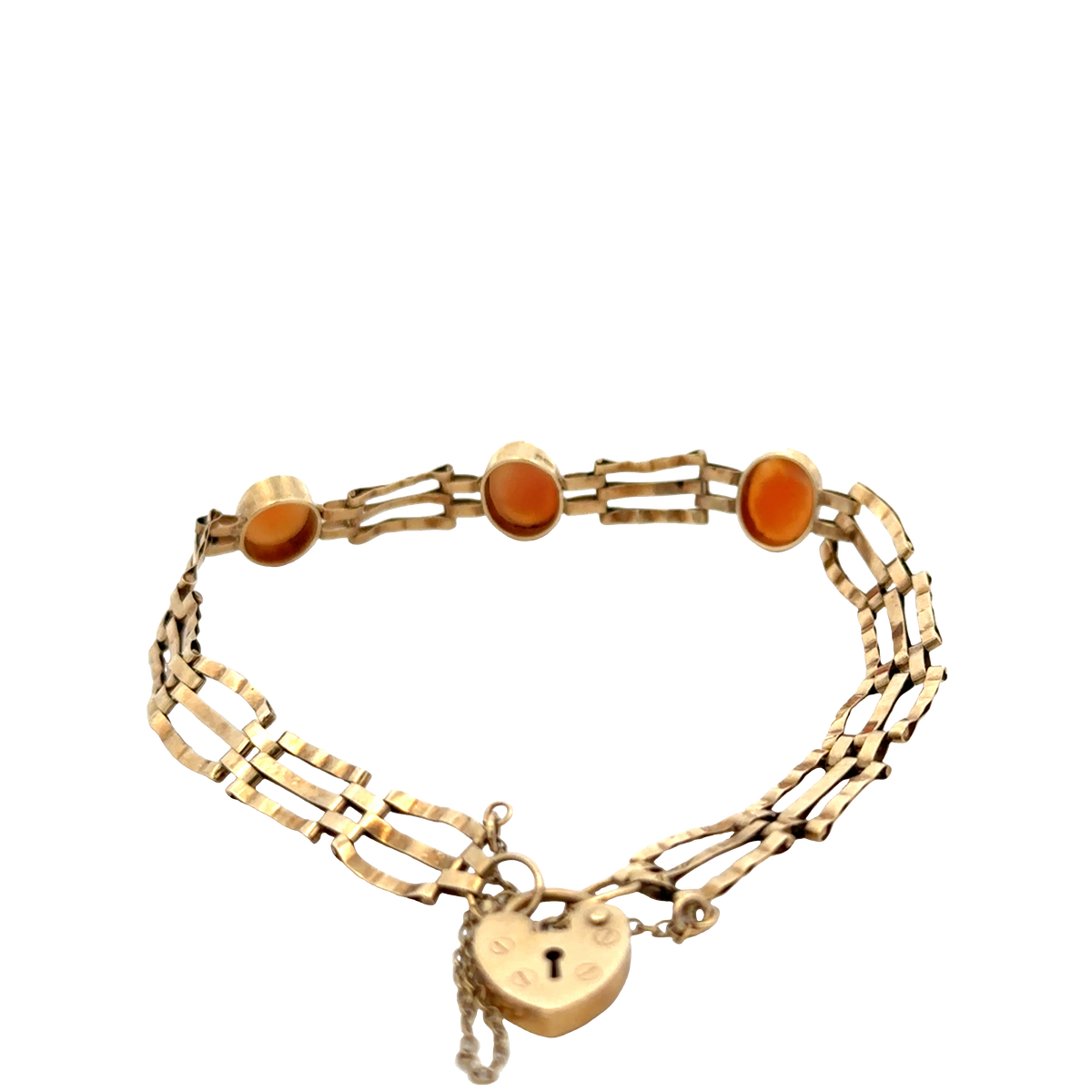 9ct yellow gold cameo gate bracelet 4.9g (sh26884b)