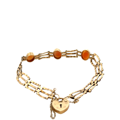 9ct yellow gold cameo gate bracelet 4.9g (sh26884b)