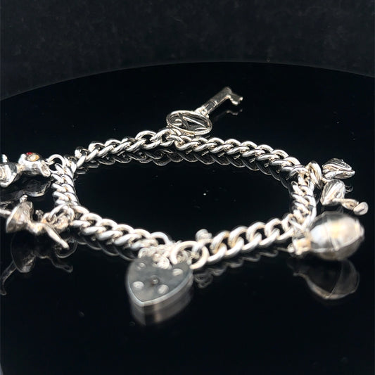 Silver charm bracelet 29.6g (sh27968b)