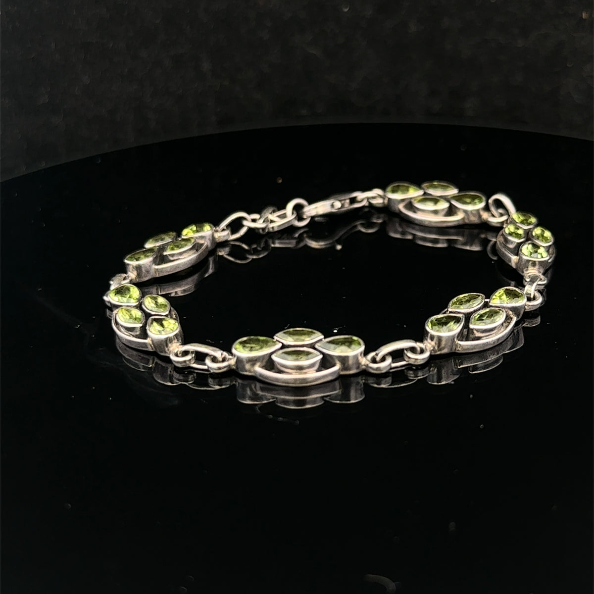 Silver gemstone bracelet 13.7g (sh26573b)