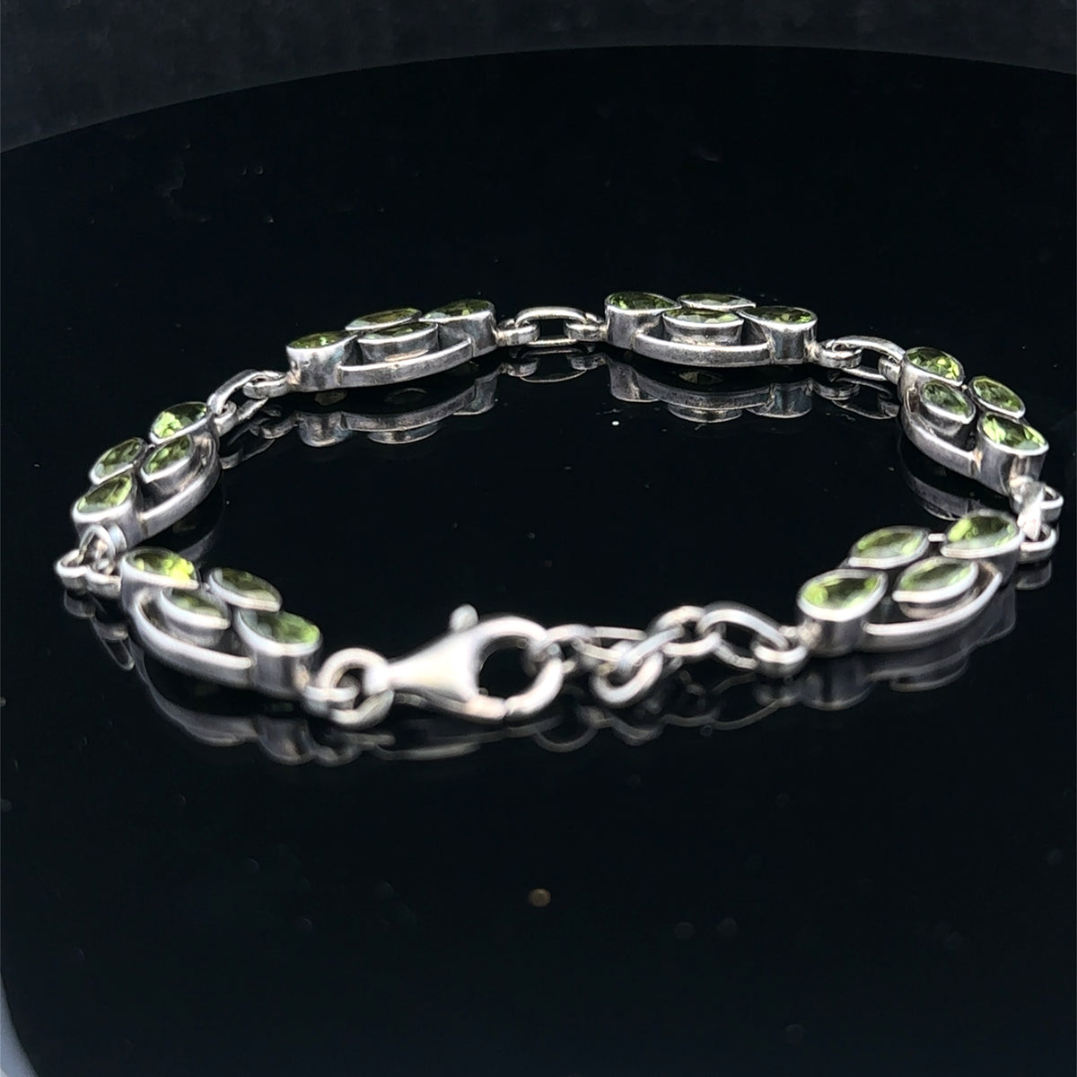 Silver gemstone bracelet 13.7g (sh26573b)