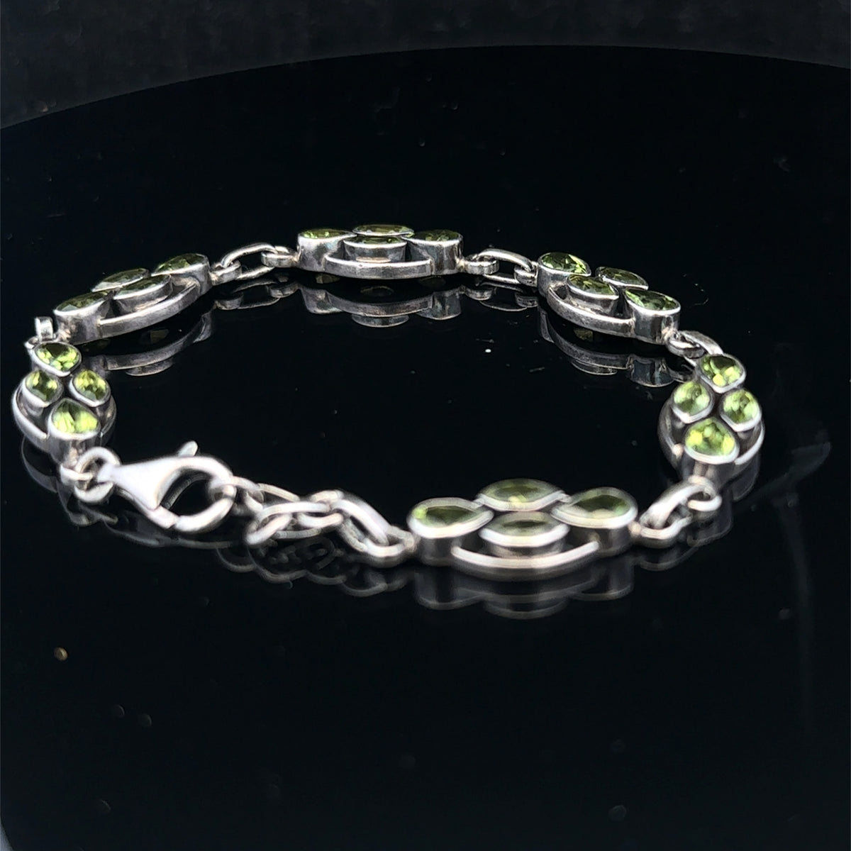 Silver gemstone bracelet 13.7g (sh26573b)