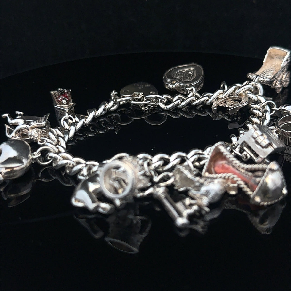 Silver charm bracelet 67.4g (sh25533l)