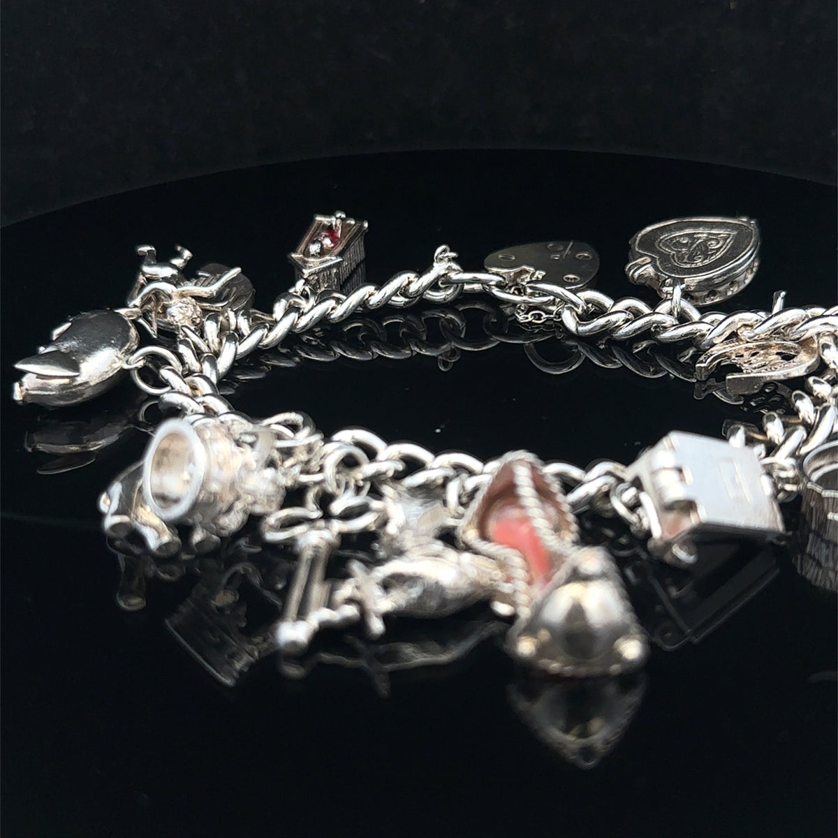 Silver charm bracelet 67.4g (sh25533l)