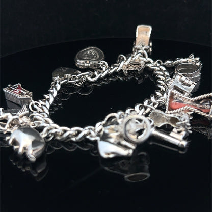 Silver charm bracelet 67.4g (sh25533l)