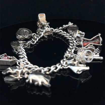 Silver charm bracelet 67.4g (sh25533l)