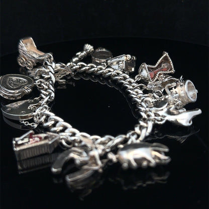 Silver charm bracelet 67.4g (sh25533l)