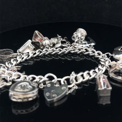 Silver charm bracelet 67.4g (sh25533l)