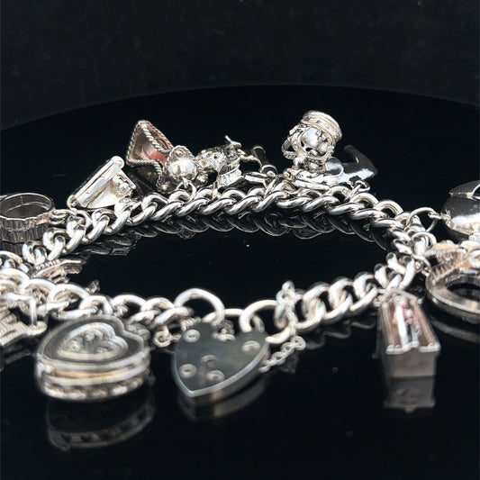 Silver charm bracelet 67.4g (sh25533l)