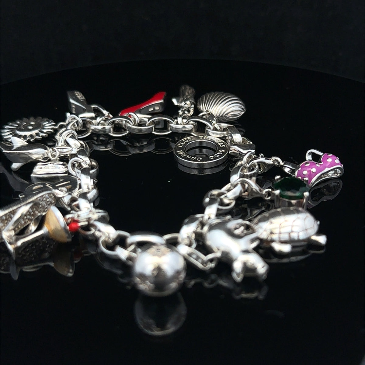 Silver charm bracelet 62g (sh25467l)