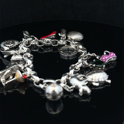 Silver charm bracelet 62g (sh25467l)