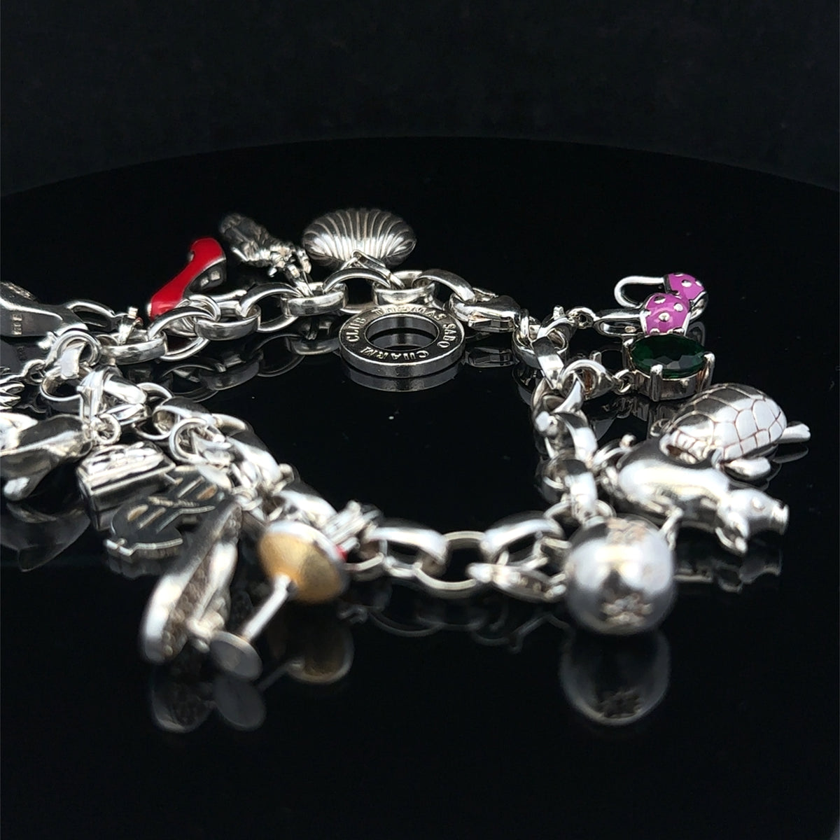 Silver charm bracelet 62g (sh25467l)