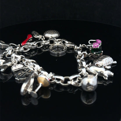 Silver charm bracelet 62g (sh25467l)