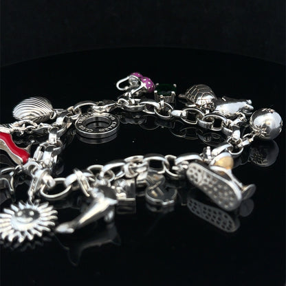 Silver charm bracelet 62g (sh25467l)