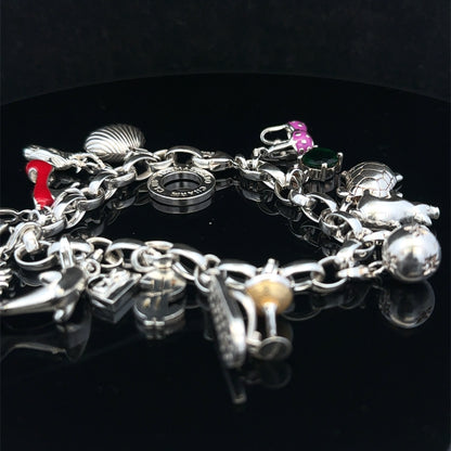 Silver charm bracelet 62g (sh25467l)