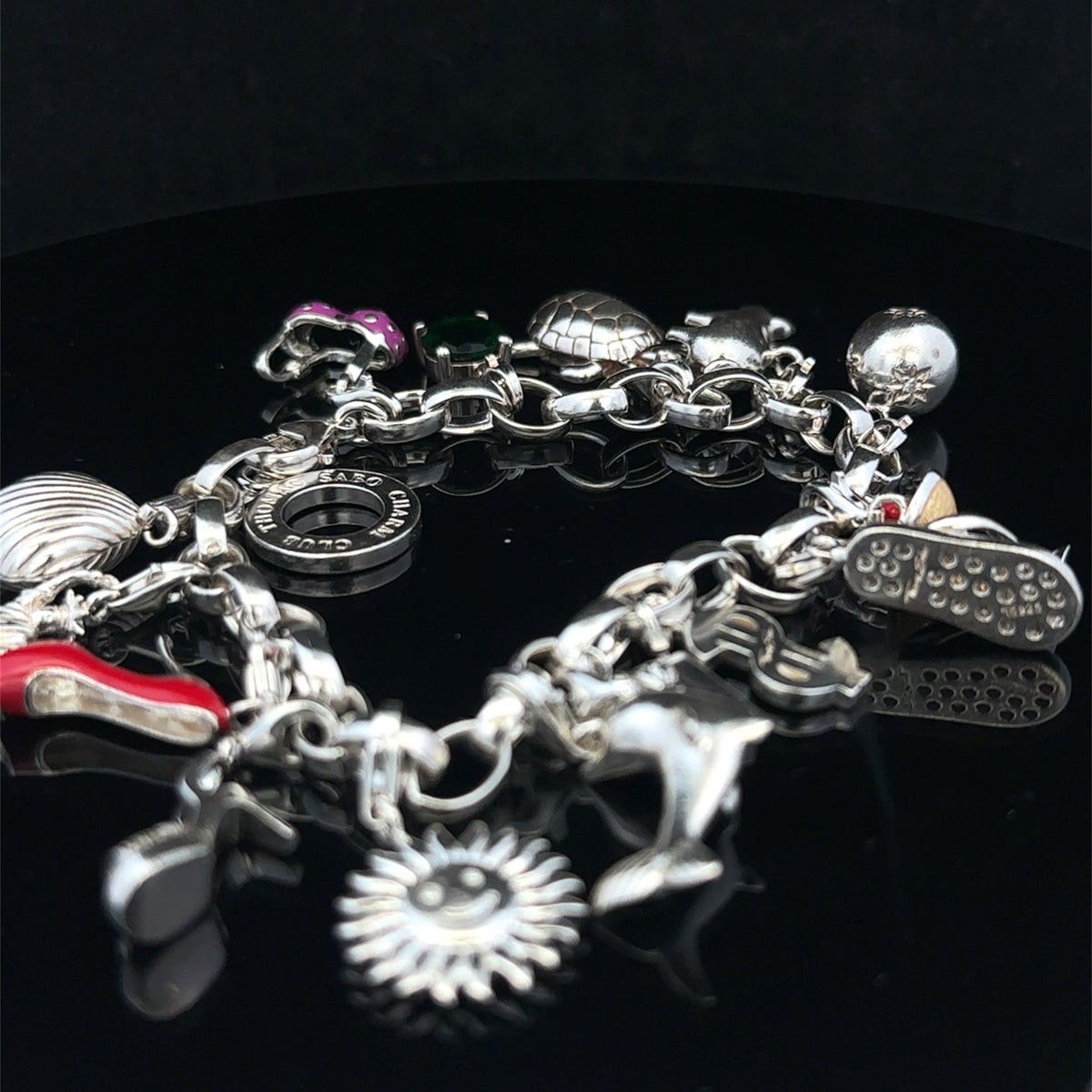 Silver charm bracelet 62g (sh25467l)