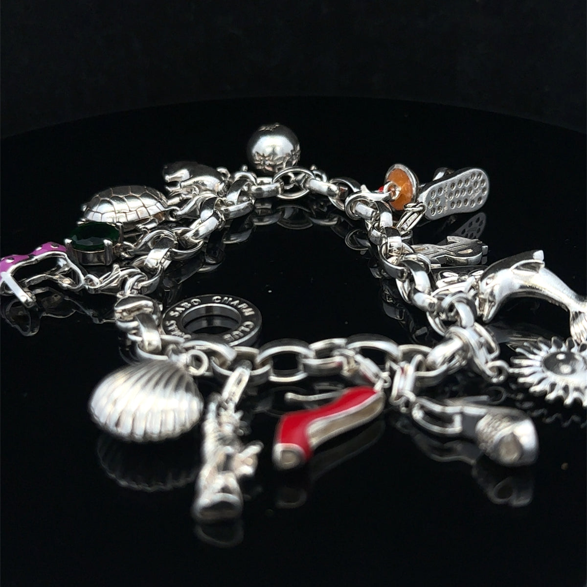 Silver charm bracelet 62g (sh25467l)