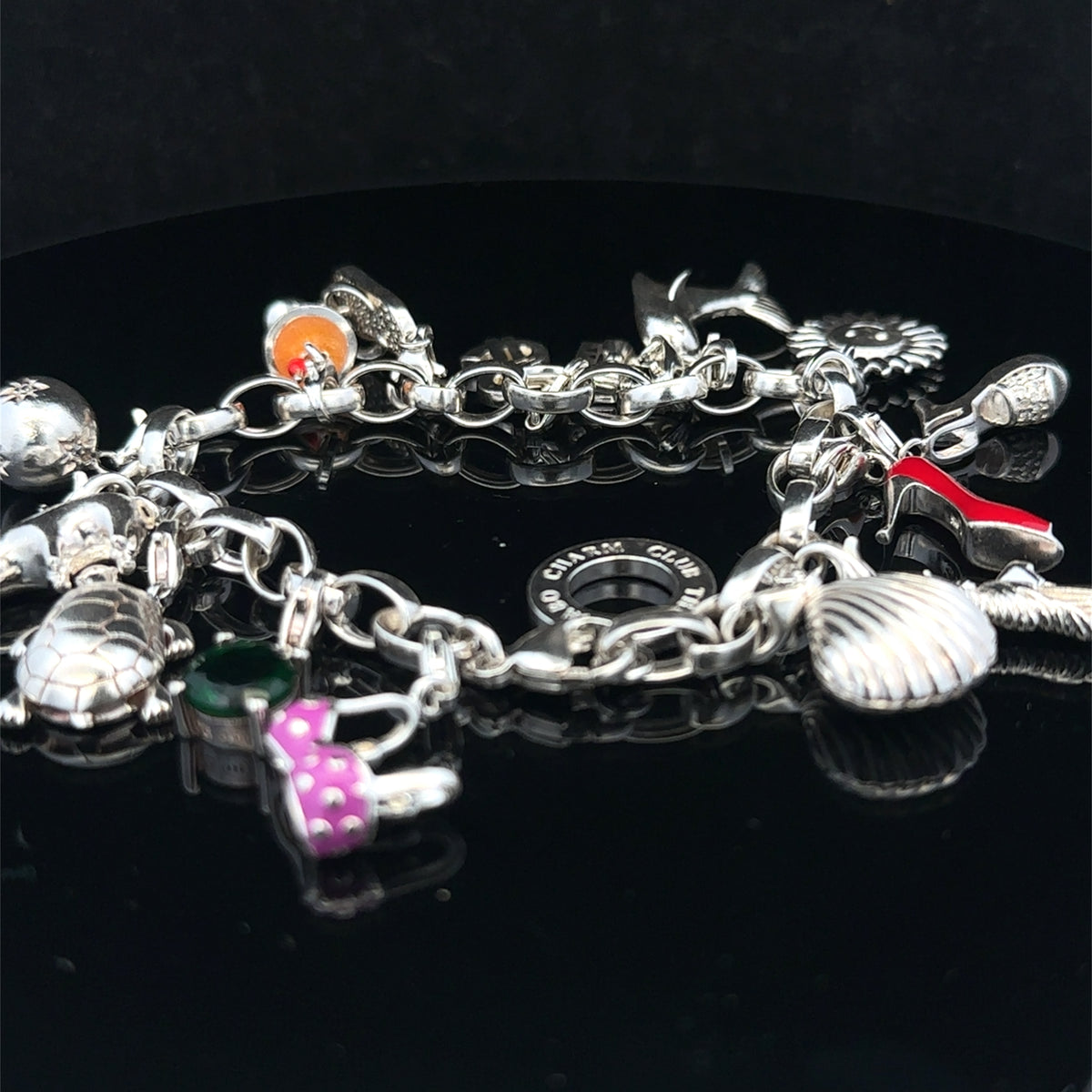 Silver charm bracelet 62g (sh25467l)