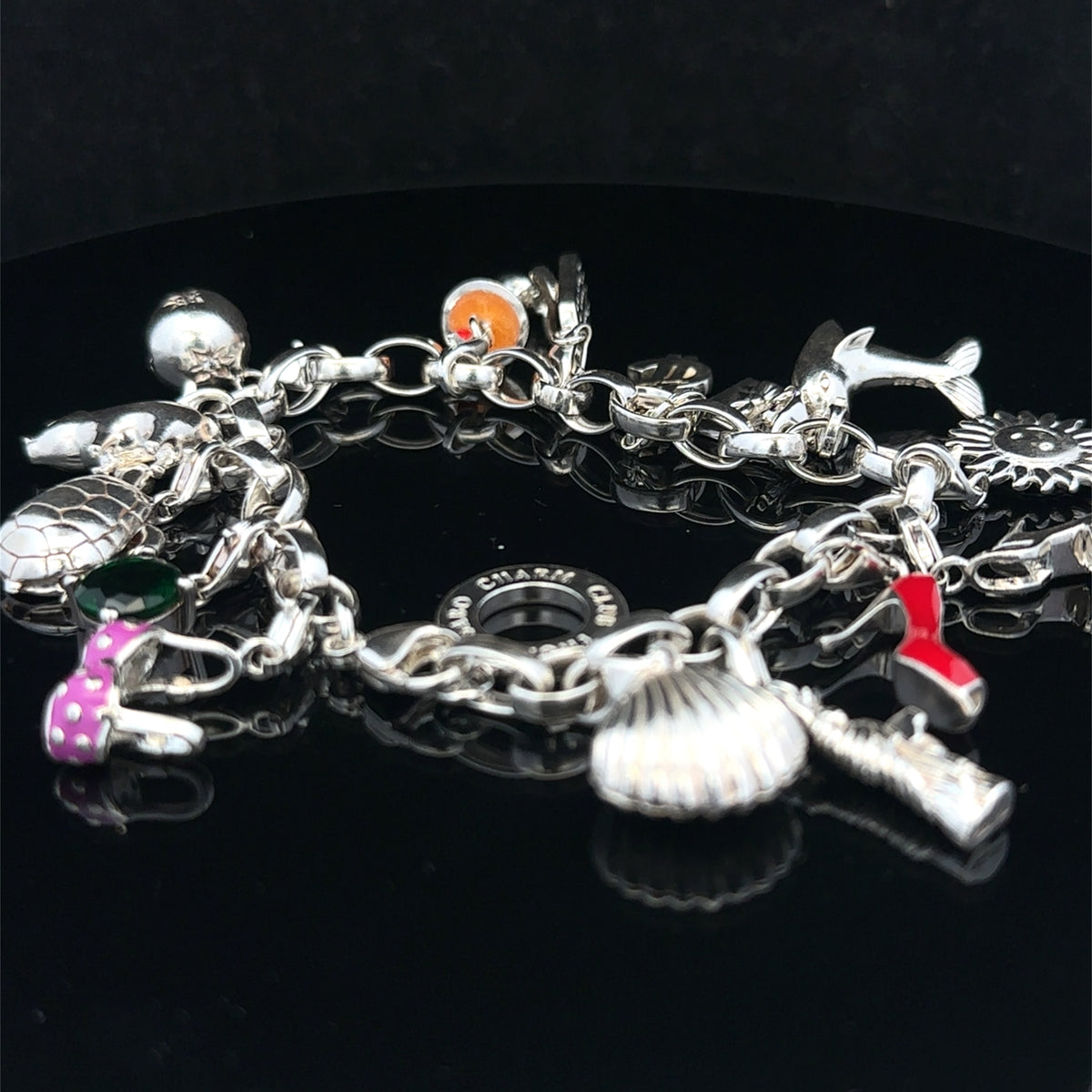 Silver charm bracelet 62g (sh25467l)