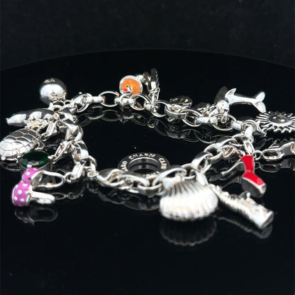 Silver charm bracelet 62g (sh25467l)