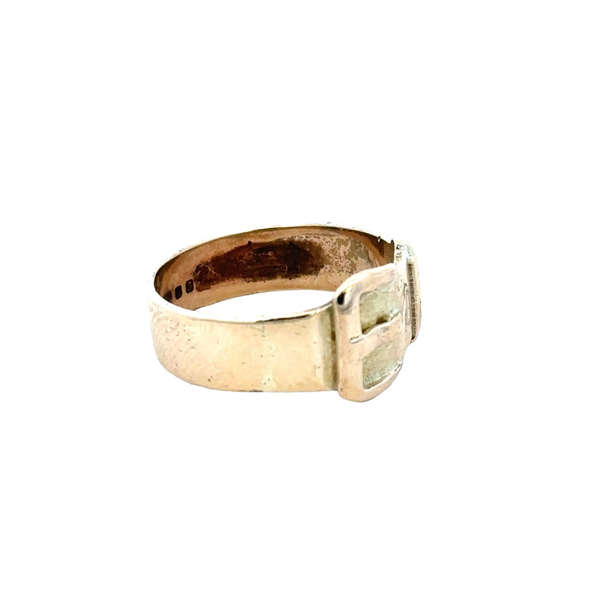 9ct yellow gold buckle ring size R (sh25939l)