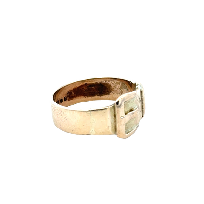 9ct yellow gold buckle ring size R (sh25939l)