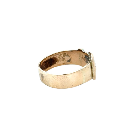 9ct yellow gold buckle ring size R (sh25939l)