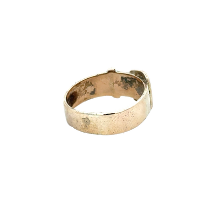 9ct yellow gold buckle ring size R (sh25939l)
