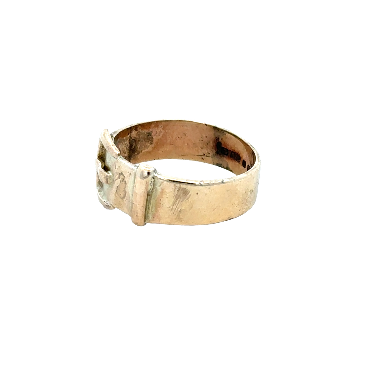 9ct yellow gold buckle ring size R (sh25939l)