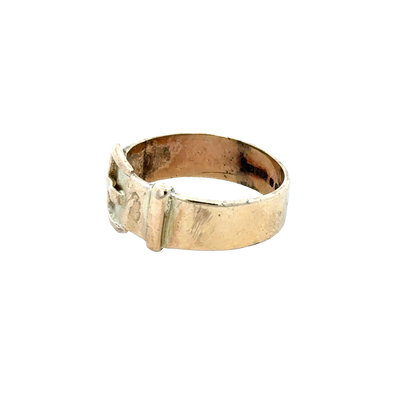 9ct yellow gold buckle ring size R (sh25939l)