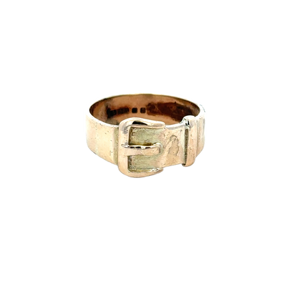 9ct yellow gold buckle ring size R (sh25939l)
