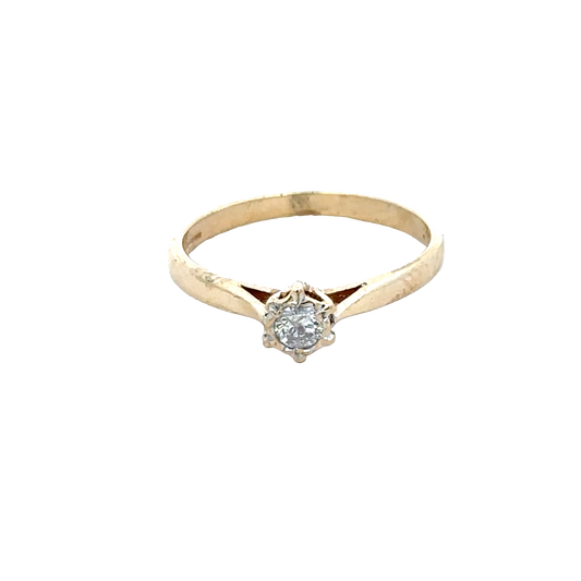 9ct yellow gold diamond ring in size J1/2, featuring sparkling diamonds, by Reeves and Sons.