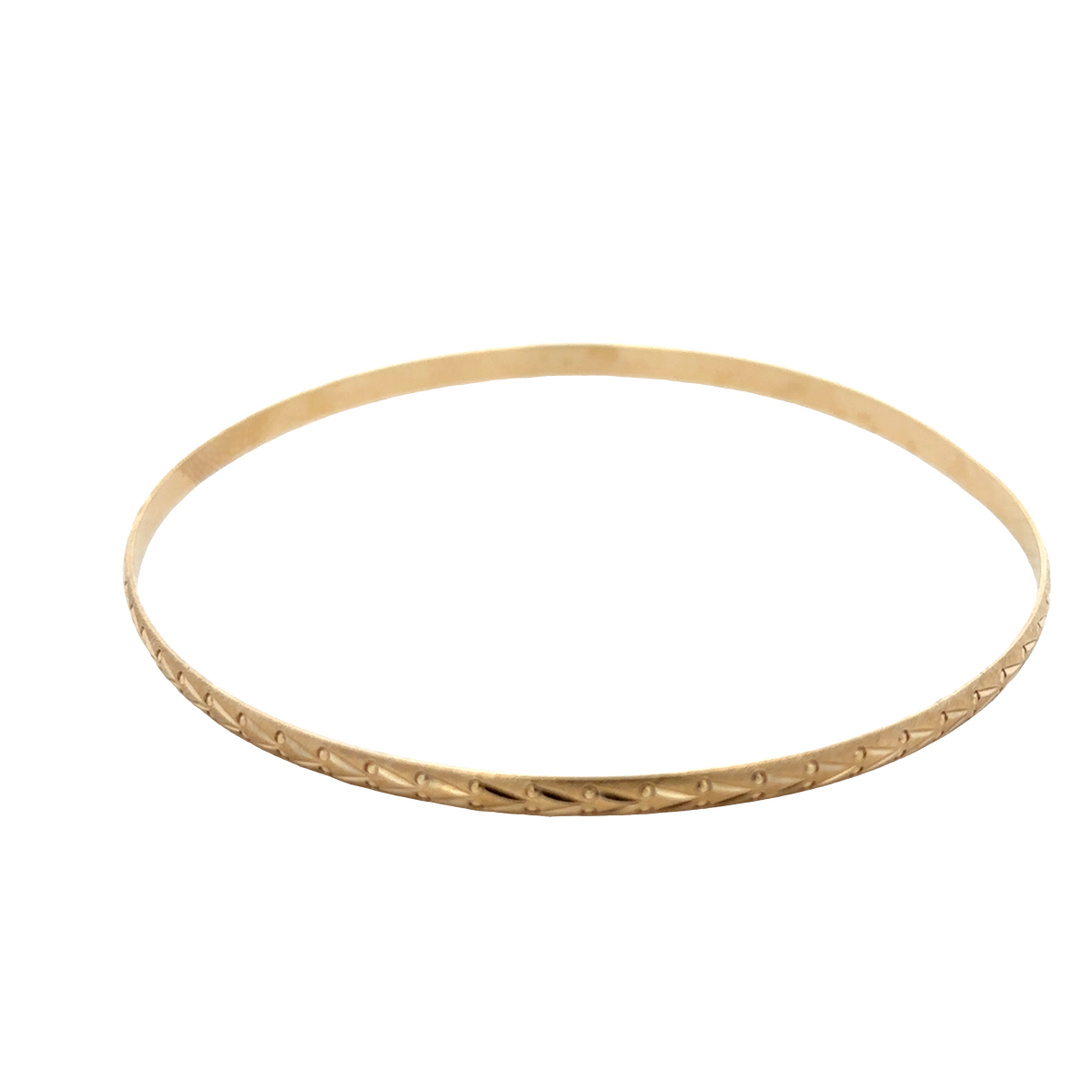 Reeves and Sons 9ct yellow gold bangle weighing 4.2g, stylish jewelry accessory with smooth polished finish.