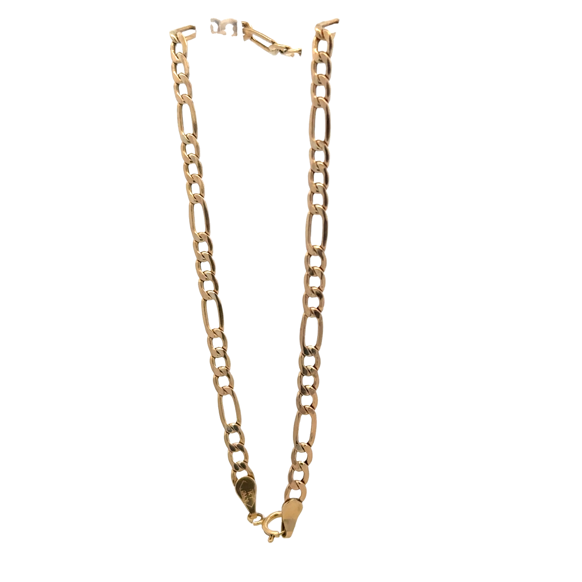9ct yellow gold figaro bracelet 1.2g (sh25936l)