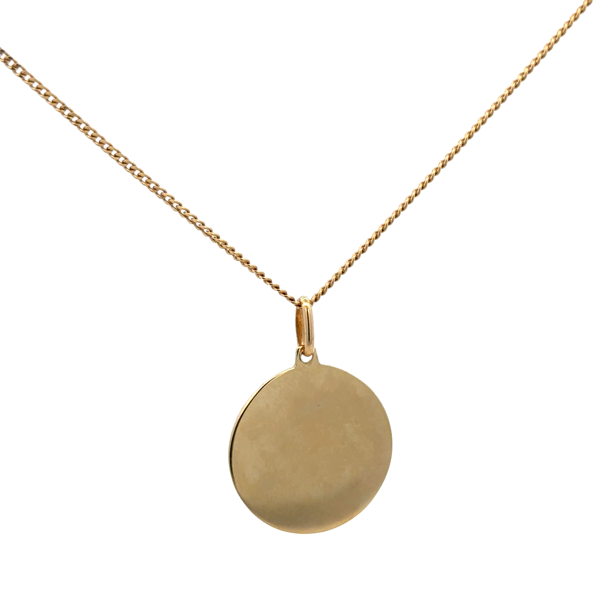 9ct yellow gold chain with St Christopher pendant, Reeves and Sons, 6.3g, showing the chain and detailed pendant design.