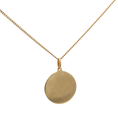 9ct yellow gold chain with St Christopher pendant, Reeves and Sons, 6.3g, showing the chain and detailed pendant design.