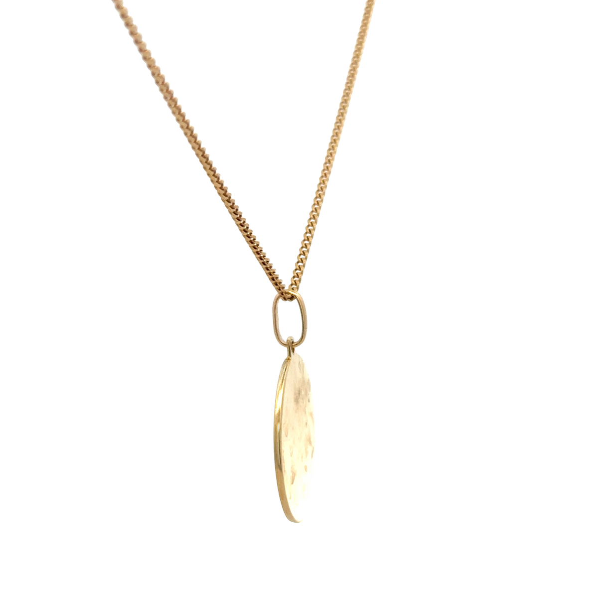 9ct yellow gold chain with St Christopher pendant, Reeves and Sons, 6.3g, showing the detailed pendant and chain clasp.