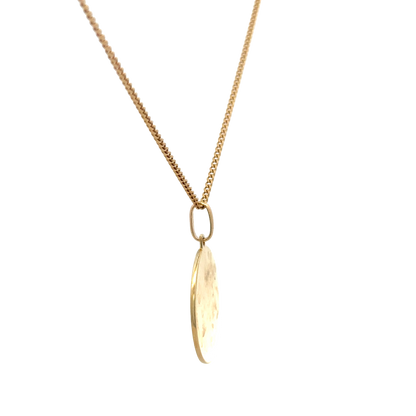 9ct yellow gold chain with St Christopher pendant, Reeves and Sons, 6.3g, showing the detailed pendant and chain clasp.