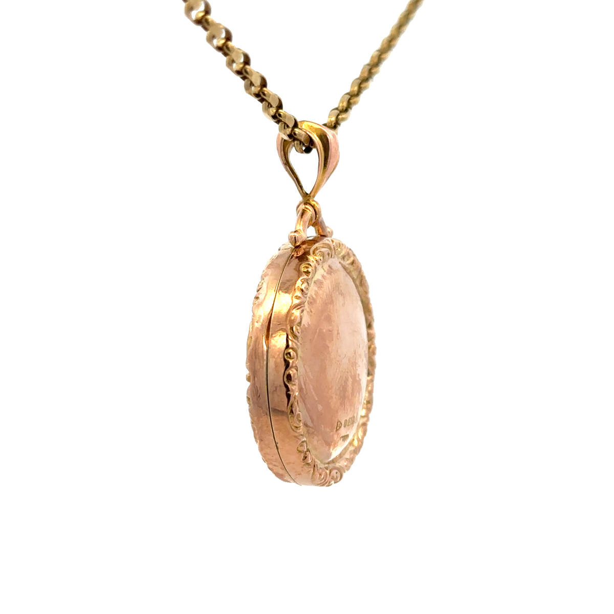 9ct yellow gold locket pendant by Reeves and Sons, featuring a polished, classic design with a secure bail attachment.
