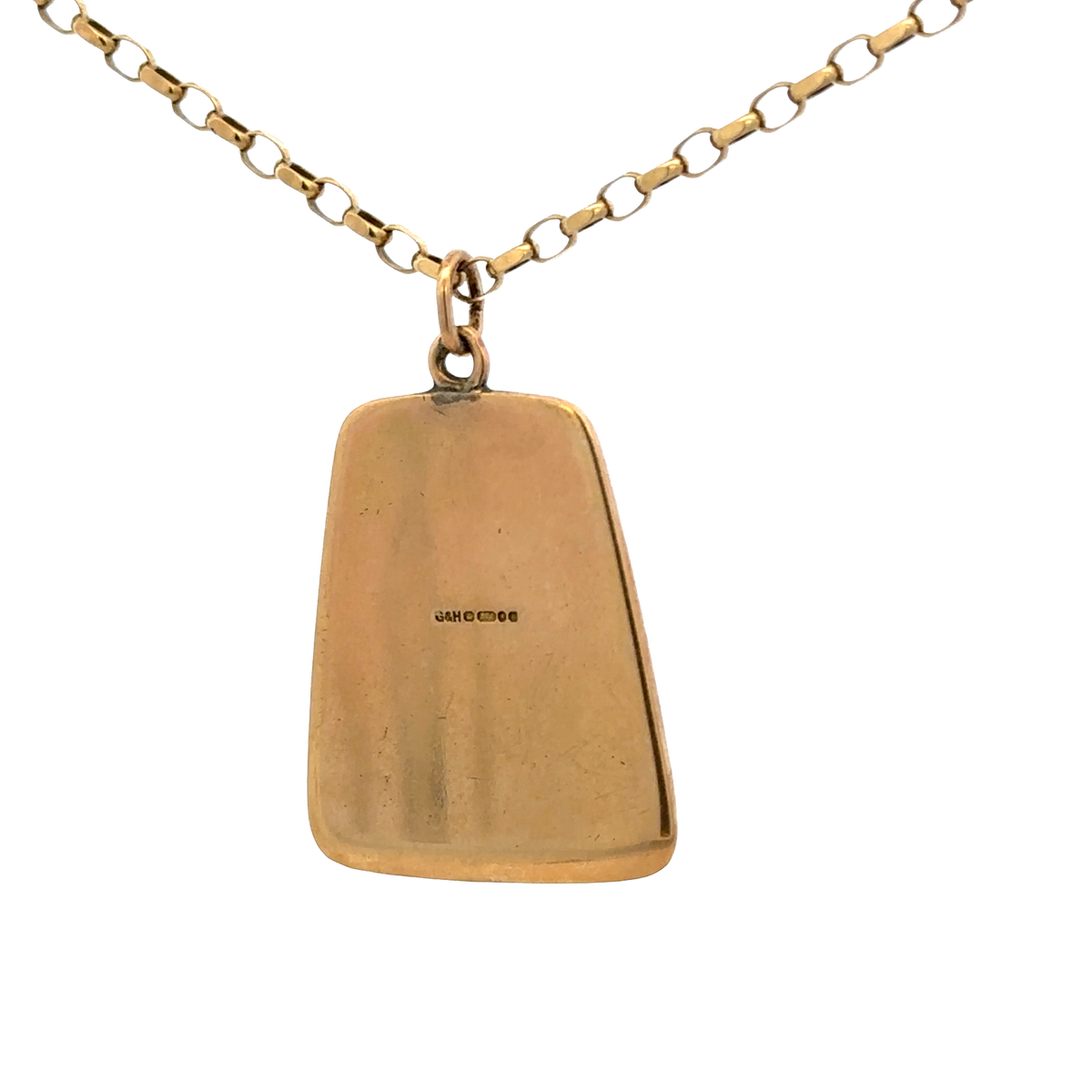 9ct yellow gold St Christopher pendant by Reeves and Sons, detailed religious jewelry with intricate design, 10.5g weight.